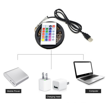 СИД USB 5 В постоянного тока Сид smd3528 RGB светодиодные гибкие светодиодные 3keys мини-пульт дистанционного 50см 1М 2м 3М 4м 5м ТВ фон освещение